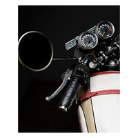 Trip Machine, leather handlebar grip wraps - Black Perorated
